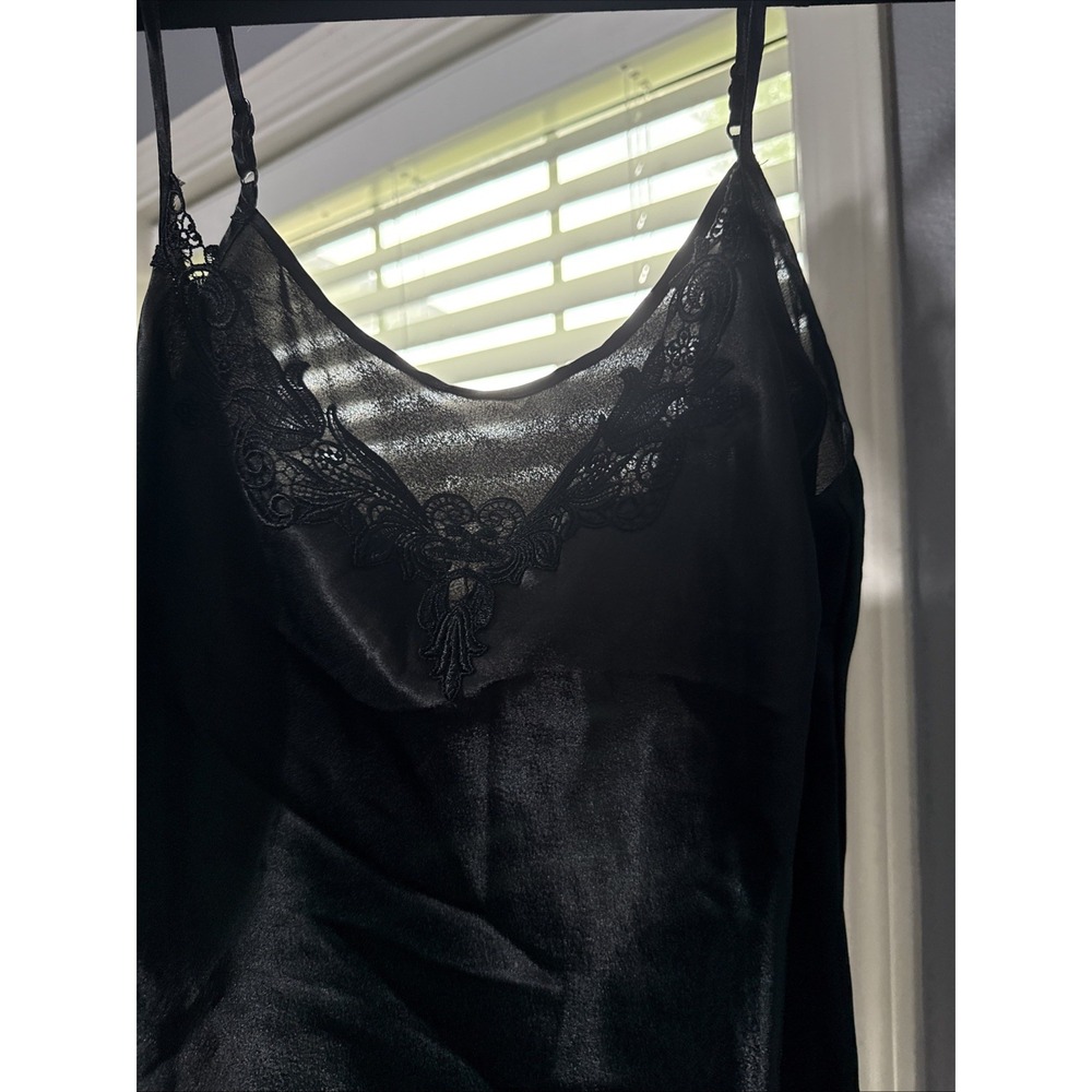 VTG 90s Y2K Cami Top Babydoll Lace Black Whimsygoth Grunge Coquette Lingerie M